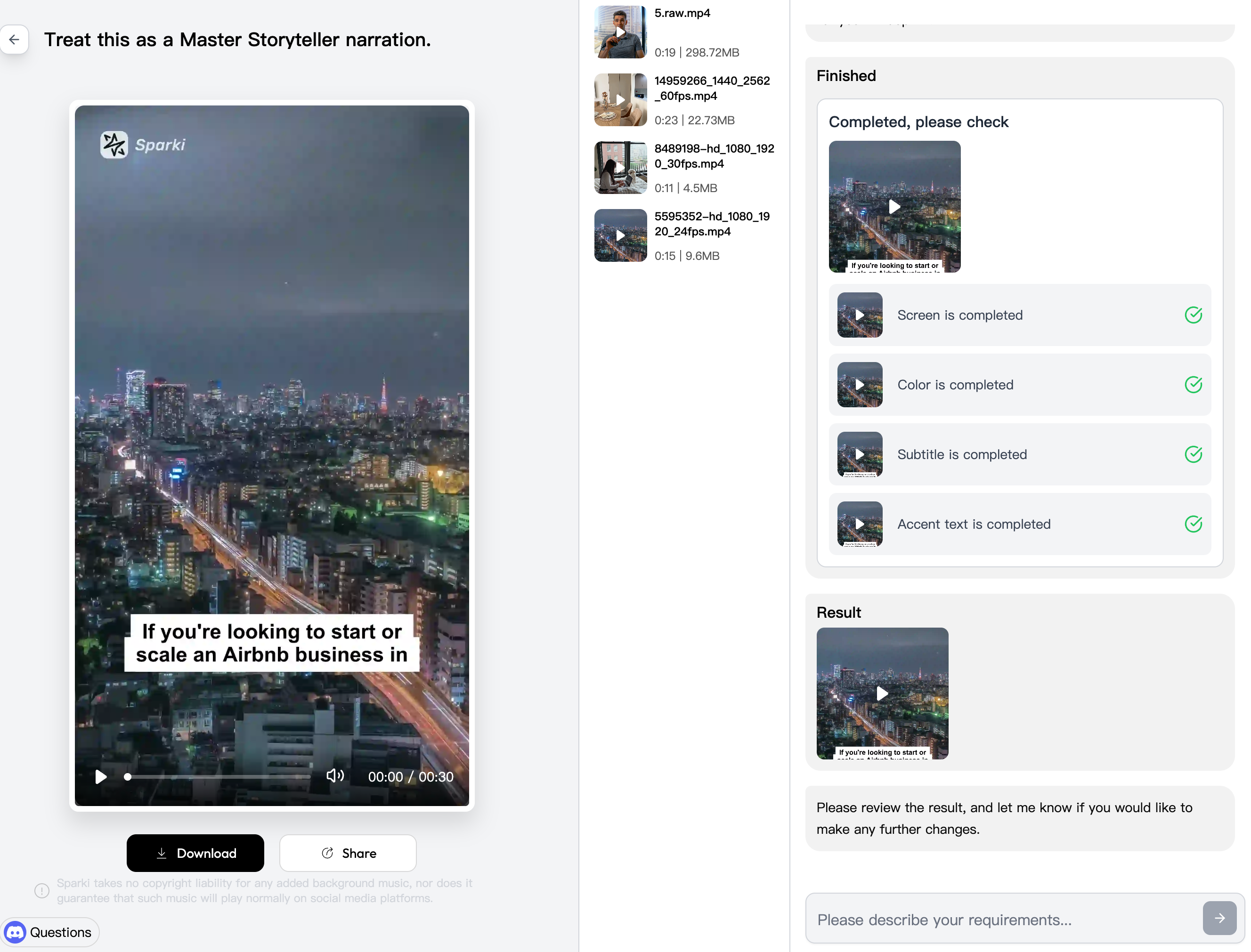 AI-Agent Commentary Editing Interface — Auto Color, Framing, Captions