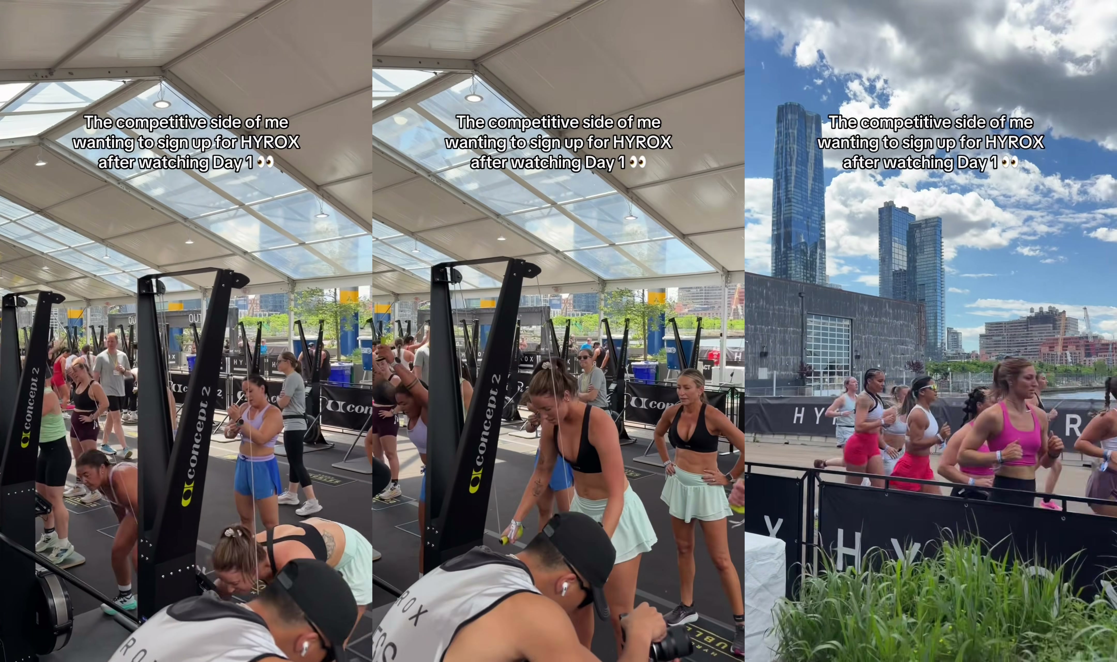 Athletes running by the NYC skyline